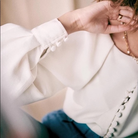 SÉZANE Amy Long Sleeves White Blouse - Picture 4 of 8